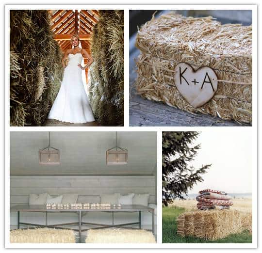 decorated hay bales for fall weddings
