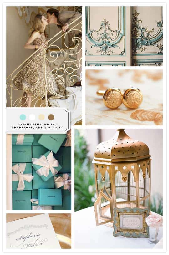 Gold and Tiffany blue sets the tone for this timeless classic inspiration 