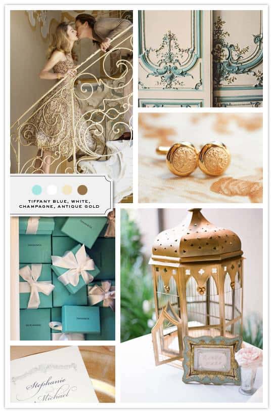 Gold and Tiffany blue sets the tone for this timeless classic inspiration