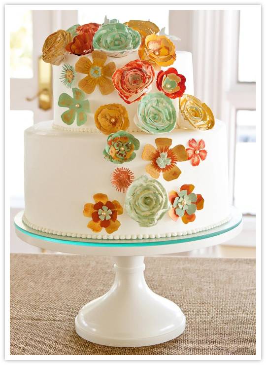 Wedding cake Coral teal yellow 3 repins inspiredbridenet