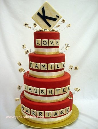Scabble Theme Wedding Cake