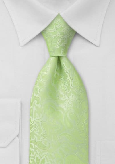 Light Pistachio Green Paisley Tie