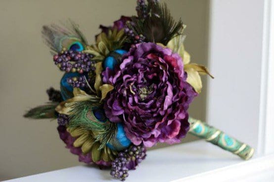 Peacock Theme Silk Flower Bouquet