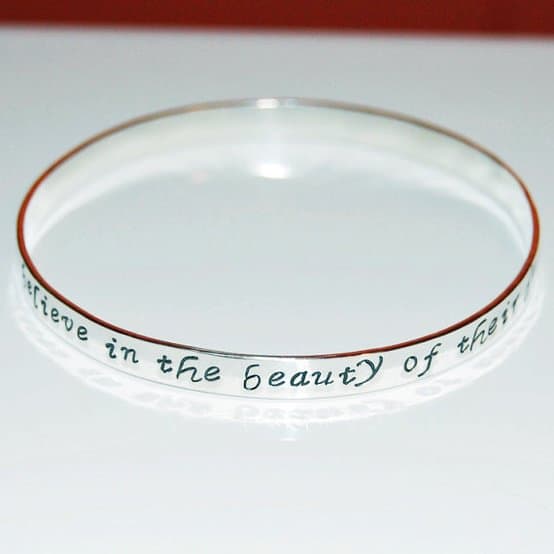 Beautiful Gift Ideas for the Bridesmaids Personalized Silver Bangle
