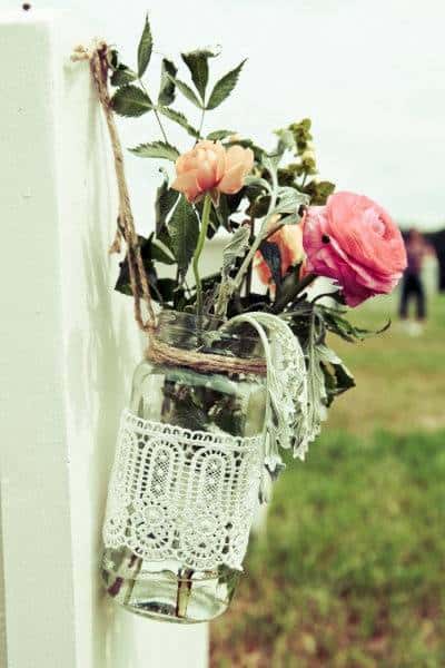 Lace Wrapped Vases