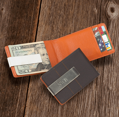 Groomstand Personalized Modern Leather Wallet and Money Clip