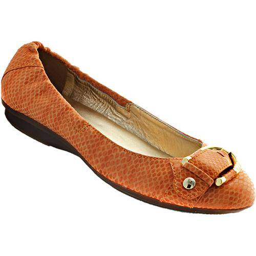 Orange Flats with Gold Buckle