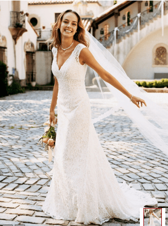 All Over Beaded Lace Trumpet Gown