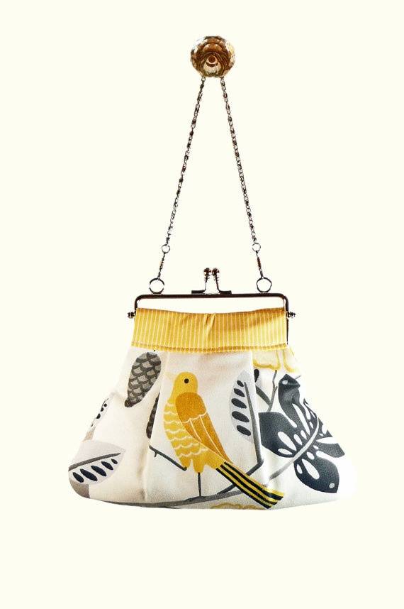 Adorable Bridal Clutches Vintage Yellow and Grey Clutch