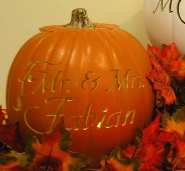 Wedding Couple's Name in Pumpkin