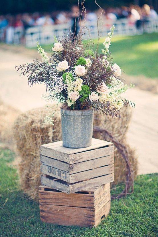 Rustic Flower and Crate Decor