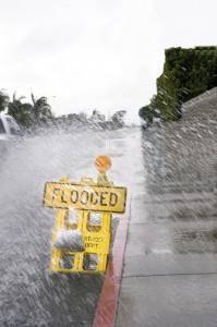 Flooded street sign