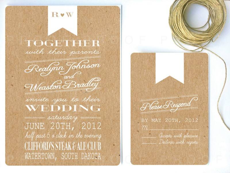 Beautiful Handmade Kraft Paper Wedding Invitations