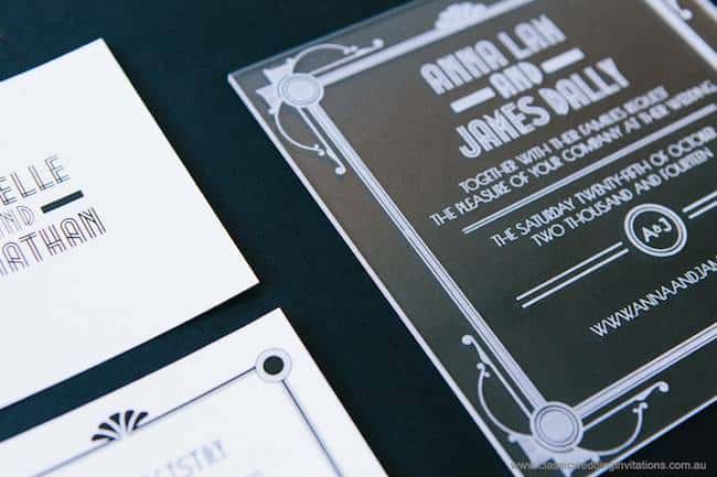 engraved acrylic wedding invite