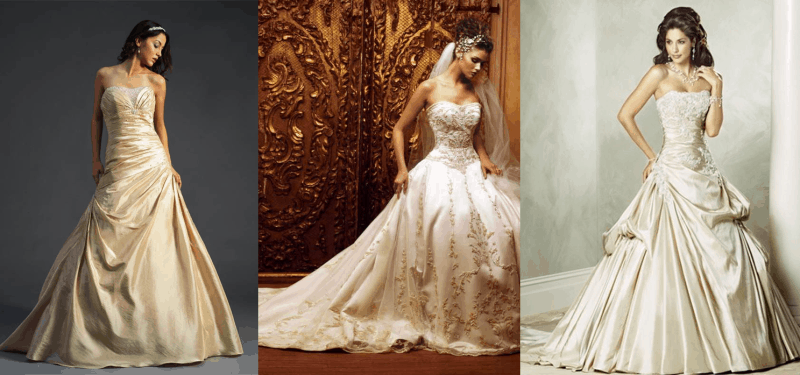 Silver and gold wedding dresses