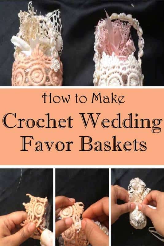 crochet wedding favor baskets