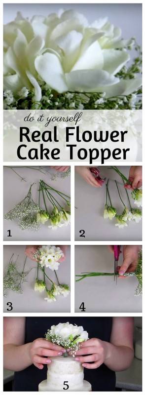 diy real flower cake topper