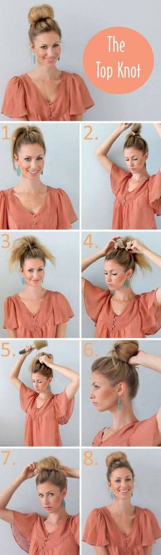 DIY wedding hairstyles - simple top knot