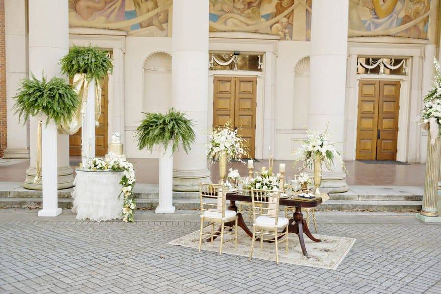 Gold Grecian Styled Shoot on University Campus by Andie Freeman Photography