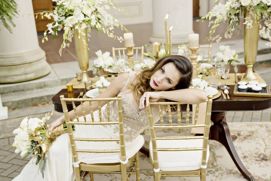 Gold Grecian Styled Shoot on University Campus by Andie Freeman Photography