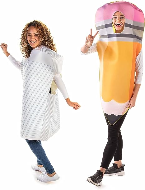 No. 2 Pencil &amp; Paper Halloween Couples&#39; Costumes - Funny Adult One-size Outfits