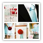 Red, Aqua, and White