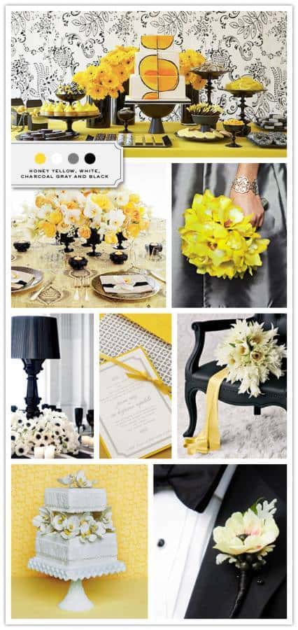 Honey Yellow, White, Charcoal, and Black