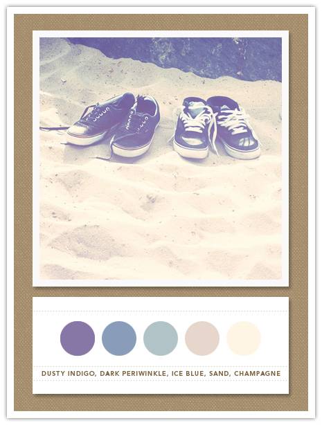 Color Card 075: Dusty Indigo, Dark Periwinkle, Ice Blue, Sand, Champagne 2