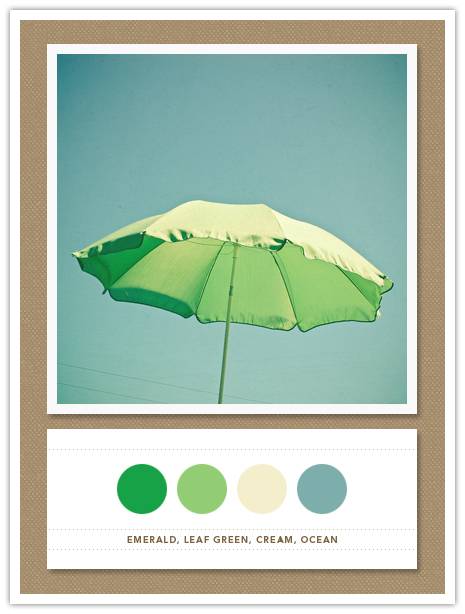 Color Card 091: Emerald, Leaf Green, Cream, Ocean 2