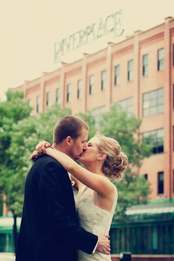 Bride and Groom Kissing