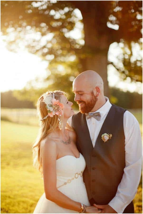 Bride and Groom at Sunset