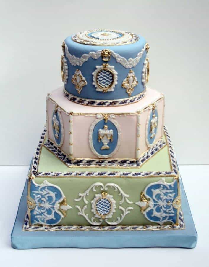 Cakes of Many Colors: Beautiful and Colorful Wedding Cakes Vintage Blue, Green, Pink, White and Gold Wedding Cake