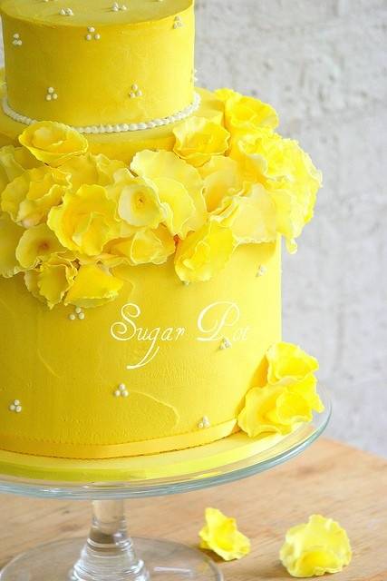 Cakes of Many Colors: Beautiful and Colorful Wedding Cakes Canary Yellow Wedding Cake