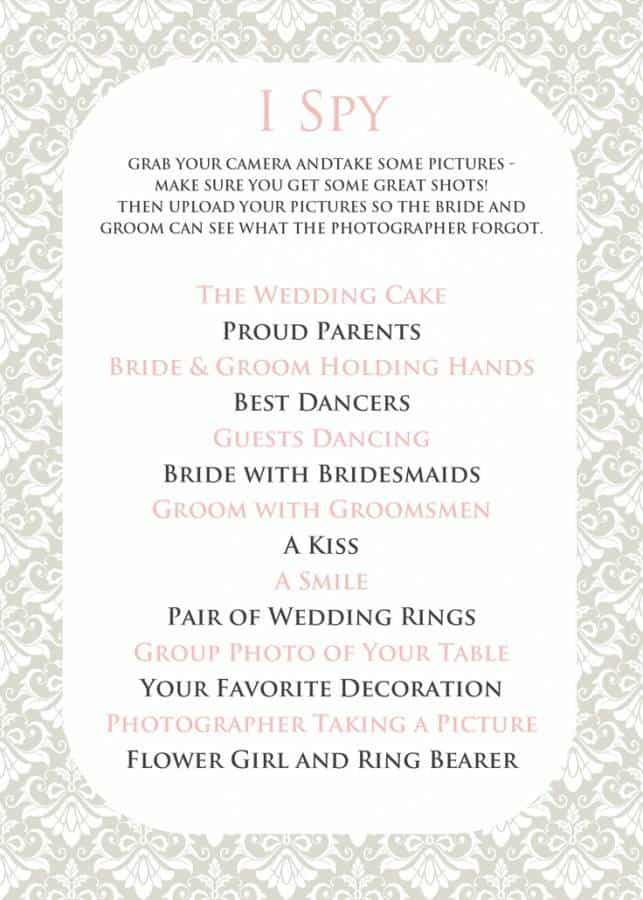 3 Outstanding Game Ideas for the Kids at Your Wedding I Spy Wedding Edition