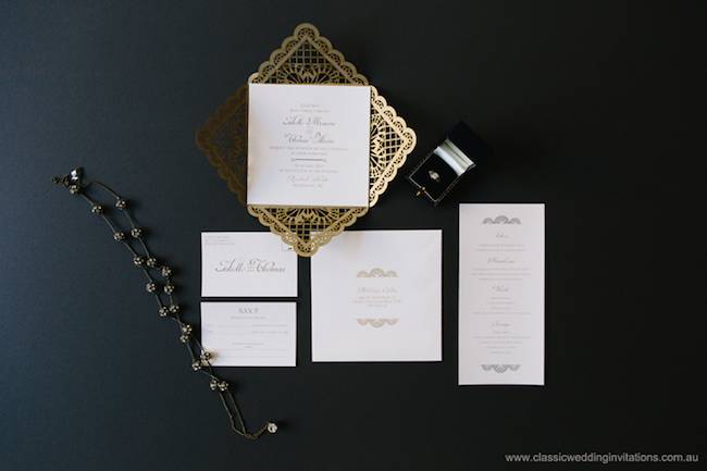 baroque lace wedding invitation