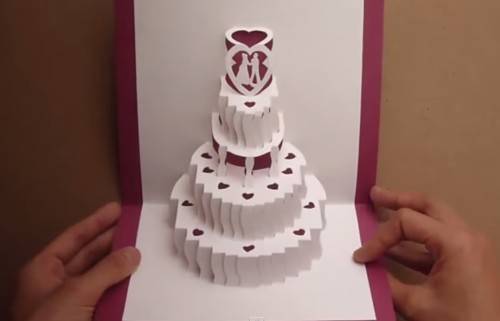 diy wedding cake pop out invitation card