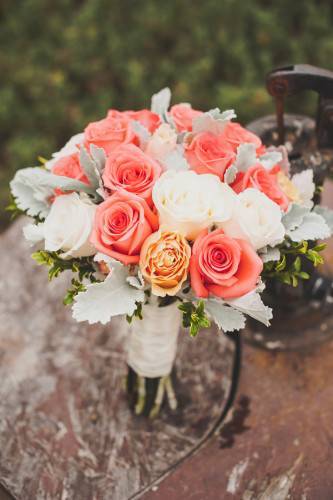 Celebrating Love In Coral And Gray