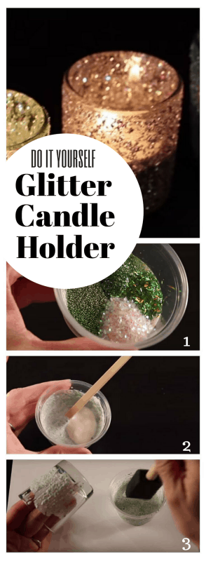diy glitter candle holder