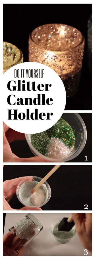 Glitter Icicle Candle Holders – shared in a roundup post on Candle Making
