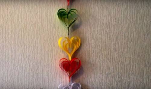 diy rainbow paper heart garland