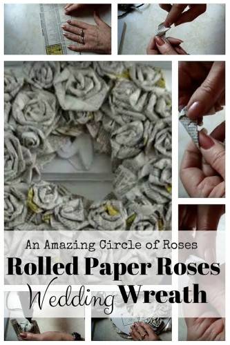 Rolled Paper Roses wedding wreath diy