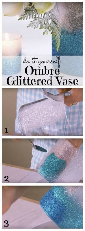 diy ombre glittered vase