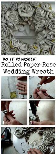 diy rolled paper rose wreath