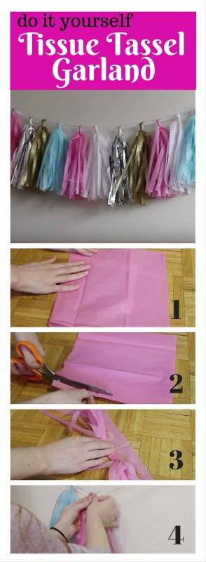 tissue tassel garland diy