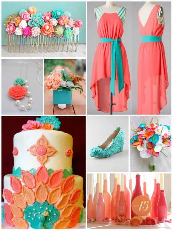 Color Combo Peach And Coral Turquoise The Inspired Bride