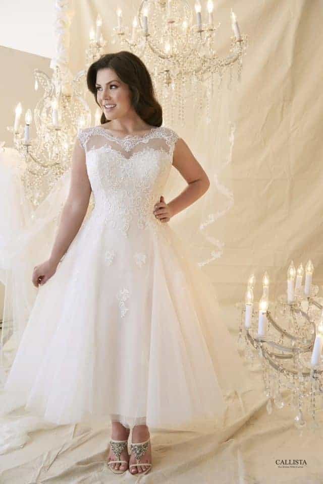 Short Vintage Lace Wedding Dress Bridal Ball Gown Tea Length Custom Size 4-26+