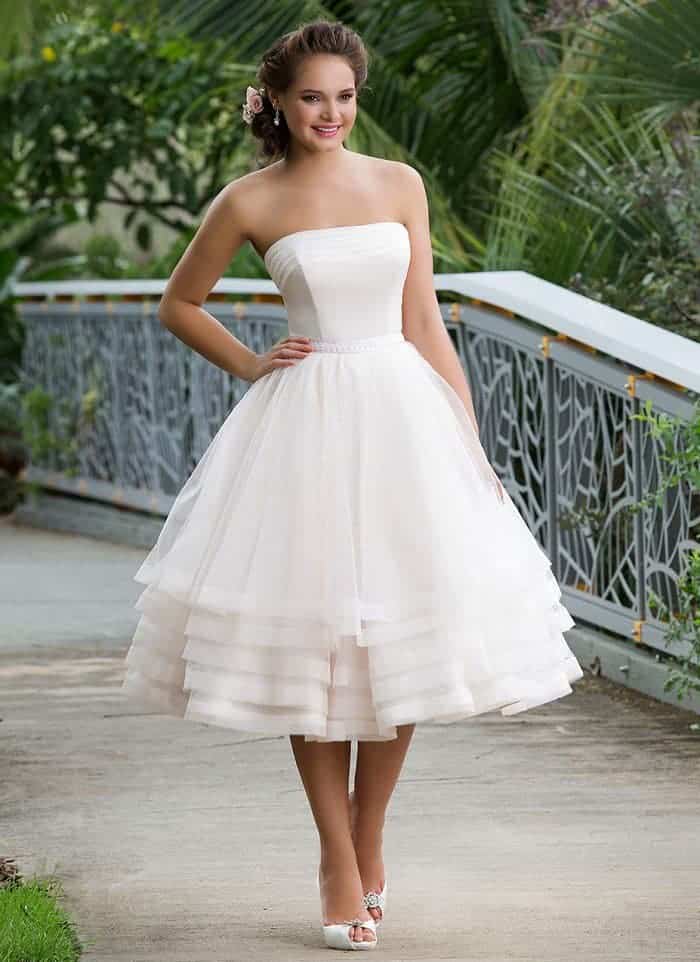 Light Sweetheart Neckline Ankle Length Wedding Dress