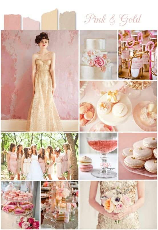 Gold and pink wedding color palette