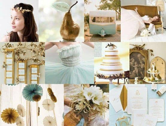 Inspiration for a gold wedding color theme