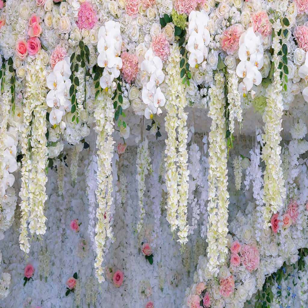 Fox Rolled Flowers Wall Wedding Vinyl Photos Backdrop - Foxbackdrop